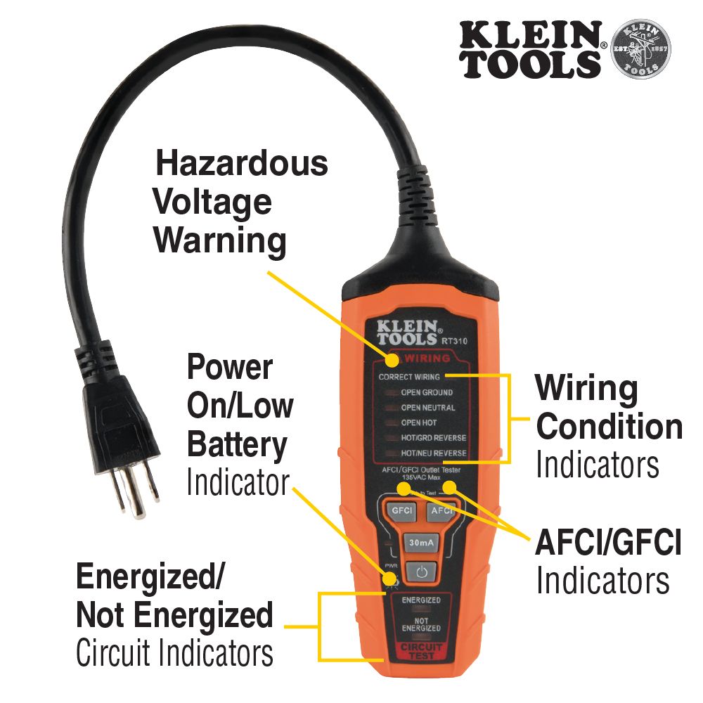 Klein Tools AFCI/GFCI Outlet Tester from GME Supply