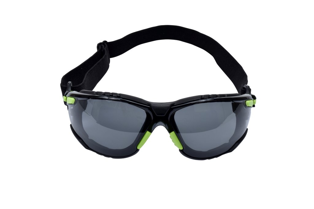 3M Solus Protective Eyewear 1000 Series, S1202SGAF-SKT, Foam, Strap, Green/Black, Scotchgard Anti-fog Lens, 20EA/Case from GME Supply
