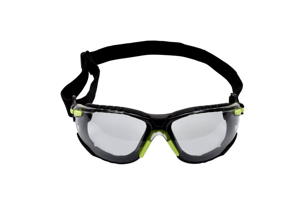 3M Solus Protective Eyewear 1000 Series S1207SGAF-SKT, Foam, Strap, Green/Black, Scotchgard Anti-fog Lens, 20 EA/Case from GME Supply