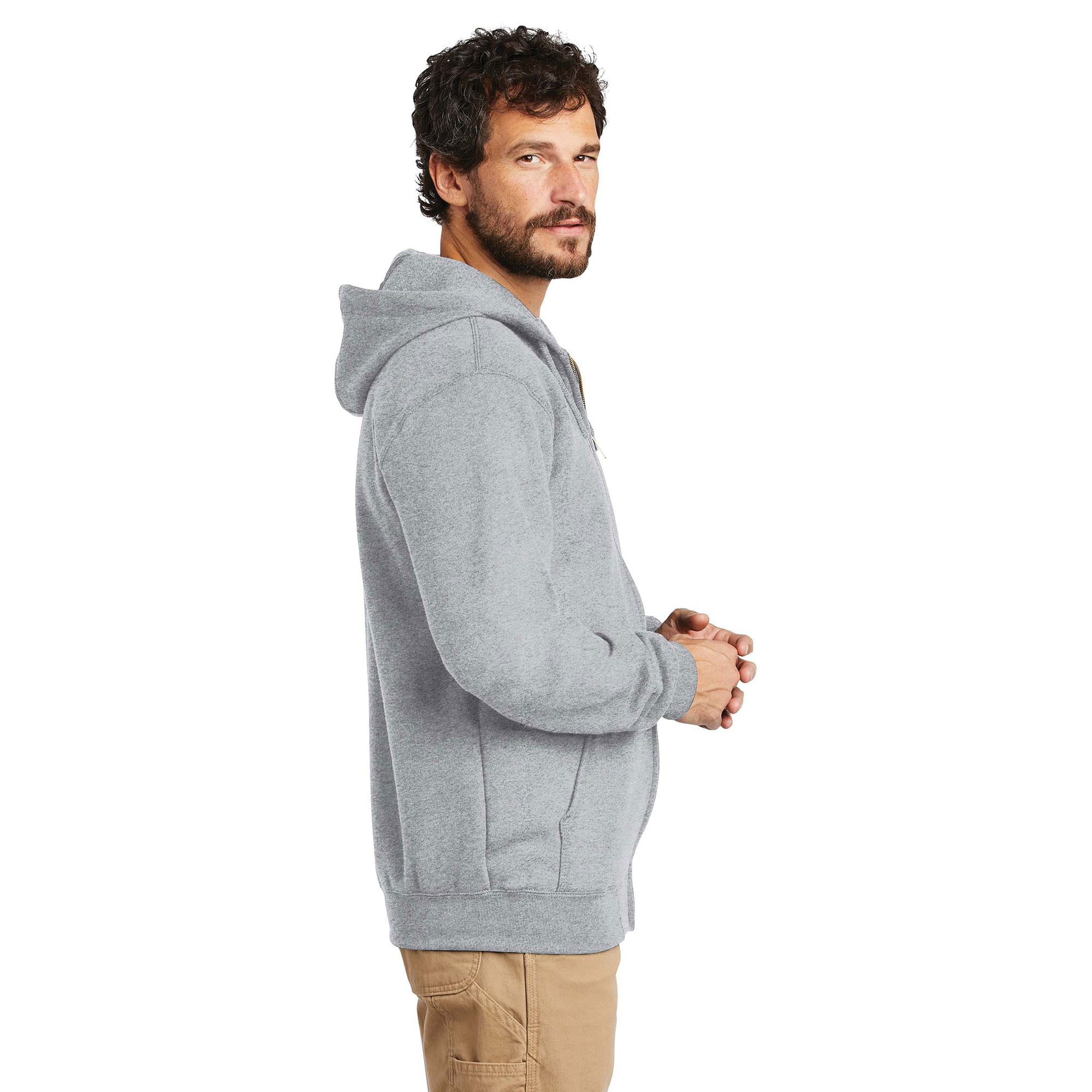 Carhartt K122 Midweight Hooded Zip-Front Heather Gray Sweatshirt from Columbia Safety