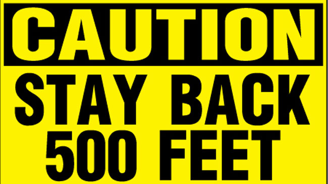 Safehouse Signs "Stay Back 500 Feet" Decal from GME Supply