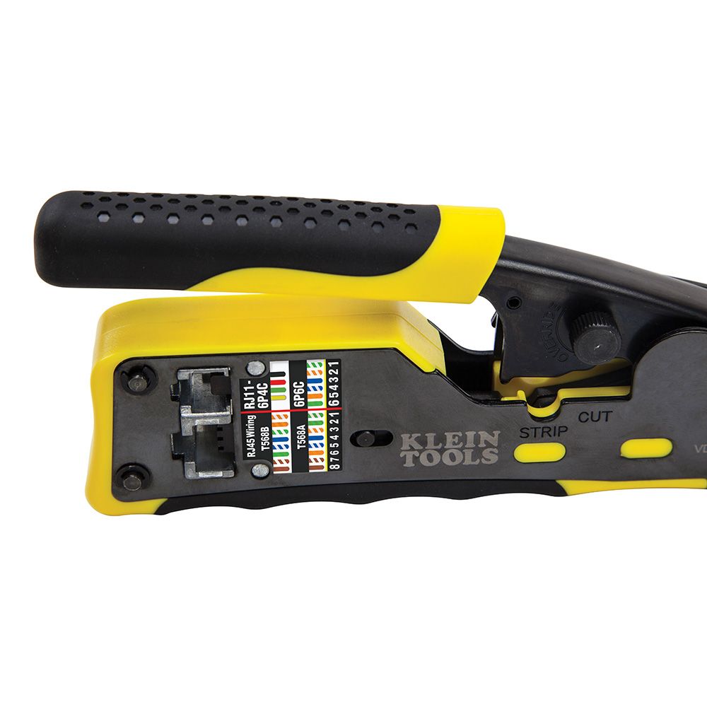 Klein Tools VDV226-110 Ratcheting Cable Crimper/Stripper/Cutter for Pass-Thru Connectors from GME Supply