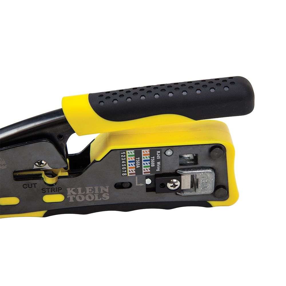 Klein Tools VDV226-110 Ratcheting Cable Crimper/Stripper/Cutter for Pass-Thru Connectors from GME Supply