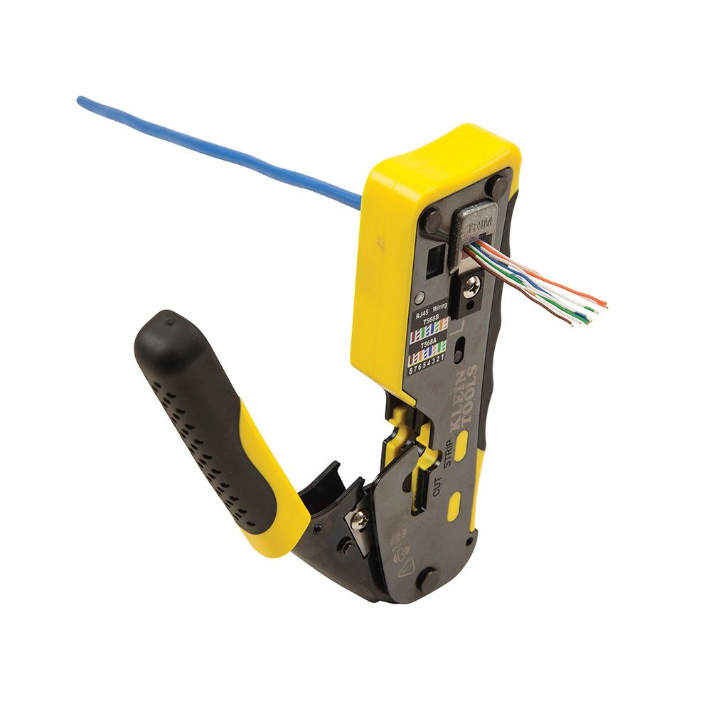 Klein Tools VDV226-110 Ratcheting Cable Crimper/Stripper/Cutter for Pass-Thru Connectors from GME Supply