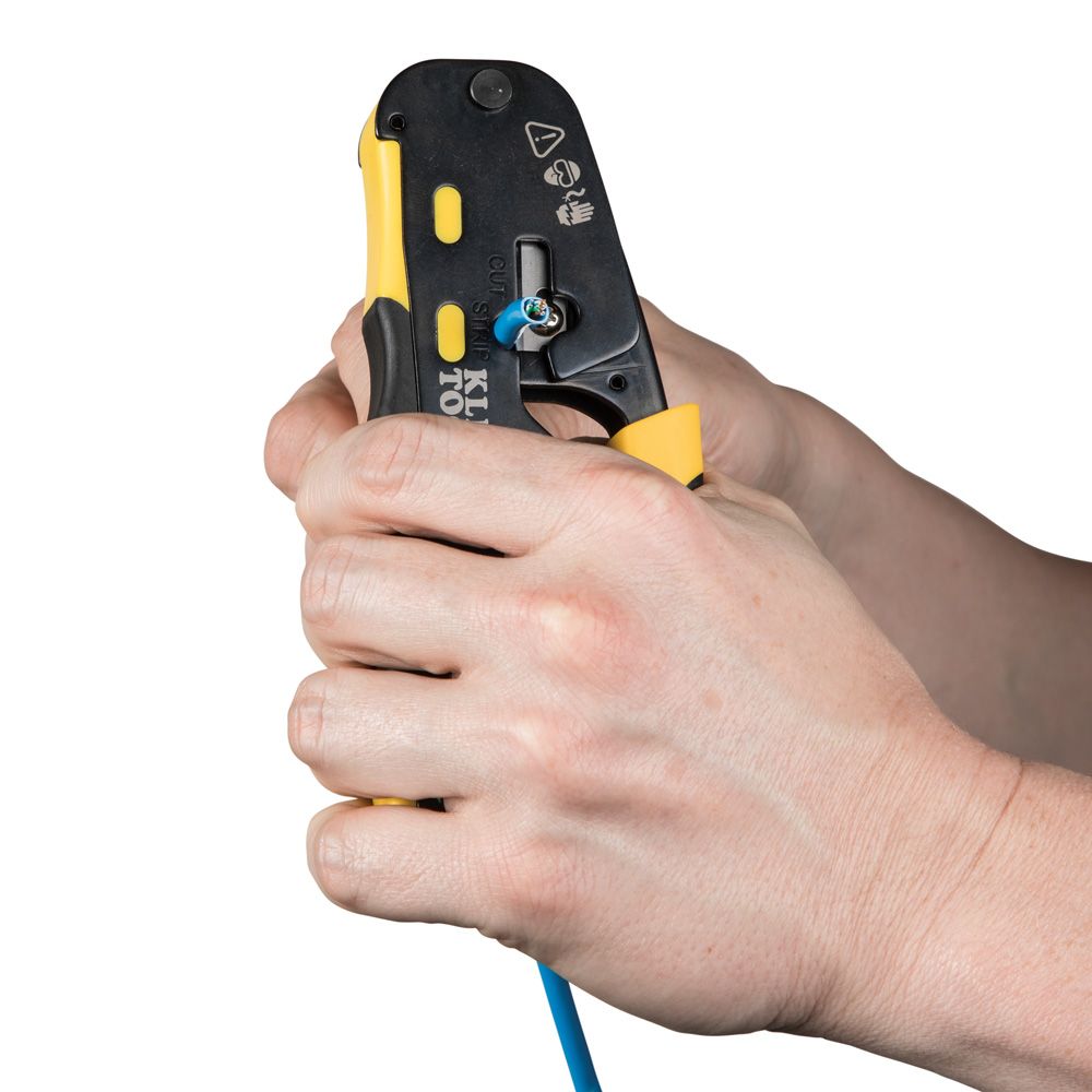 Klein Tools VDV226-110 Ratcheting Cable Crimper/Stripper/Cutter for Pass-Thru Connectors from GME Supply