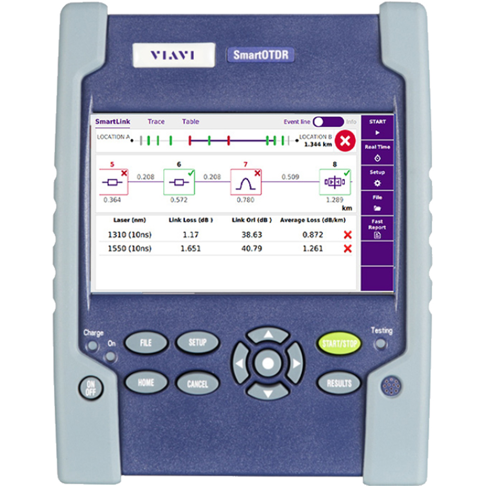 VIAVI Premium SmartOTDR Handheld Fiber Tester  1310/1550nm and Filtered 1650nm with PM VFL WiFi from GME Supply