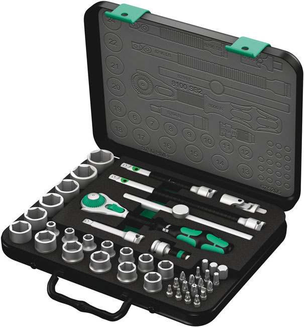 Wera Tools 8100 Zyklop Speed Ratchet Set, 3/8 Inch, Metric, 43 Pieces from GME Supply