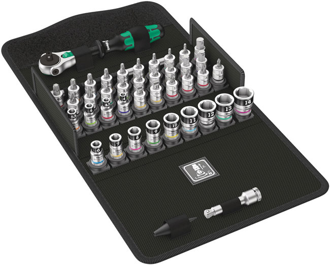 Wera Tools 8100 SA All-in Zyklop Speed Ratchet Set, 1/4 Inch Drive, with Holding Function, Metric from GME Supply