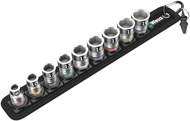 Wera Tools Belt B 1 Zyklop Socket Set with Holding Function, 3/8 Inch Drive, 10 Pieces from GME Supply
