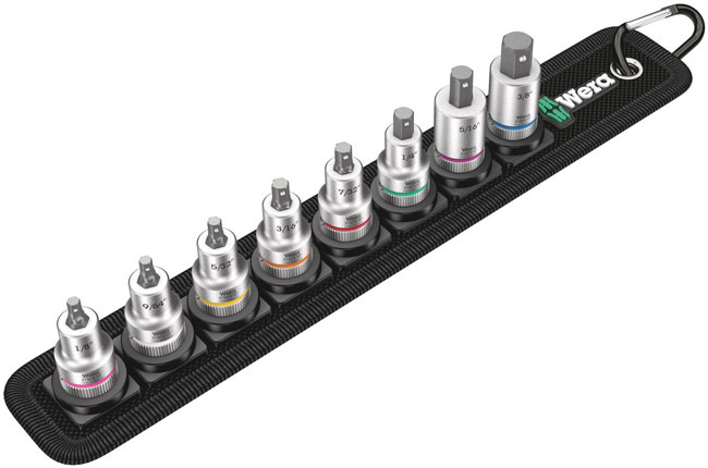 Wera Tools Belt B Imperial 1 Zyklop In-Hex-Plus Bit Socket Set with Holding Function, 3/8 Inch Drive, 8 Pieces from GME Supply
