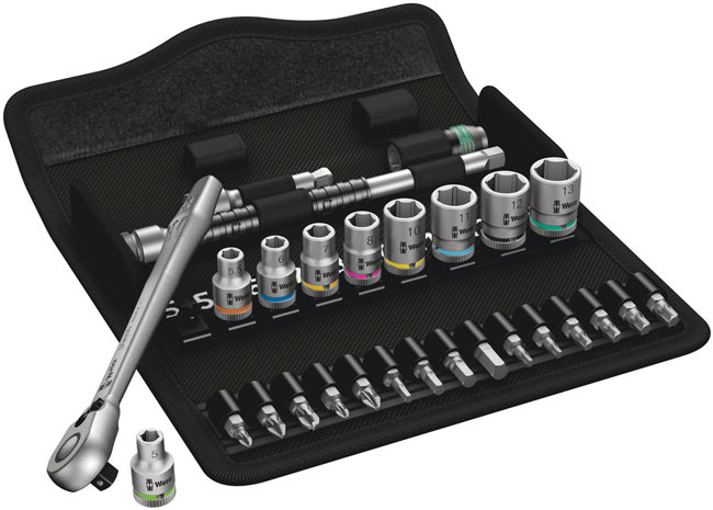 Wera Tools 8100 SA 8 Zyklop Metal Ratchet Set with Switch Lever, 1/4 Inch Drive, Metric, 28 Pieces from GME Supply