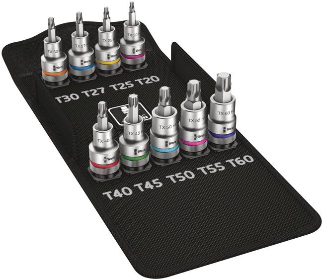 Wera Tools 8767 C TORX HF 1 Zyklop Bit Socket Set with 1/2 Inch Drive, with Holding Function, 9 Pieces from GME Supply