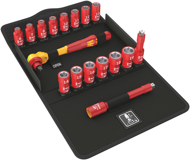 Wera Tools 8100 SB VDE 1 Zyklop Ratchet Set, Insulated, 3/8 Inch
