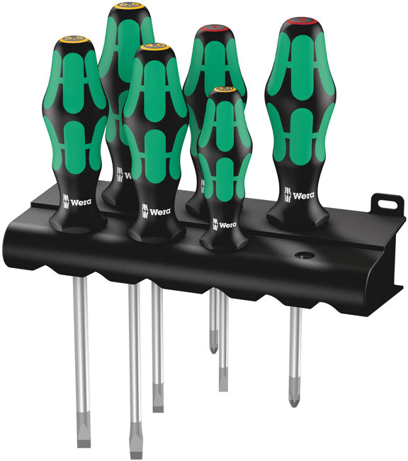 Wera Tools 334/6 Rack Screwdriver Set Kraftform Plus Lasertip and Rack, 6 Pieces from GME Supply