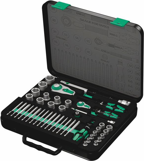 Wera Tools 8100 Zyklop Speed Ratchet Set, 1/4 & 1/2 Inch, Metric, 43 Pieces from GME Supply