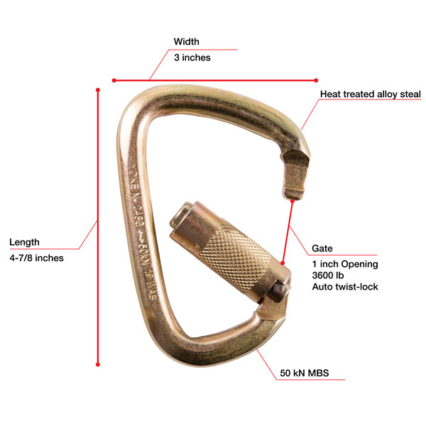 WestFall Pro 7401 4-7/8 X 3 Inch Steel Carabiner from Columbia Safety