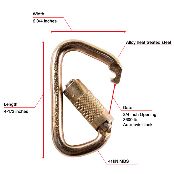 WestFall Pro 7405 4-1/2 x 2-3/4 Inch Steel Carabiner from Columbia Safety