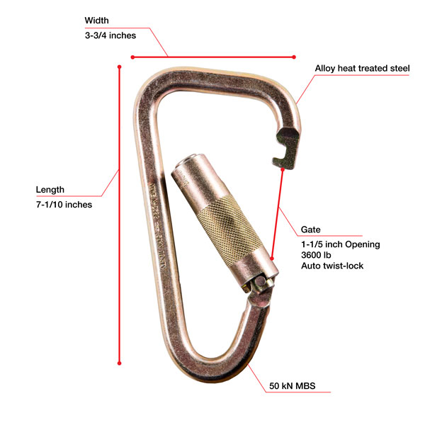 WestFall Pro 7425 7 x 3-3/4 Inch Steel Carabiner from Columbia Safety