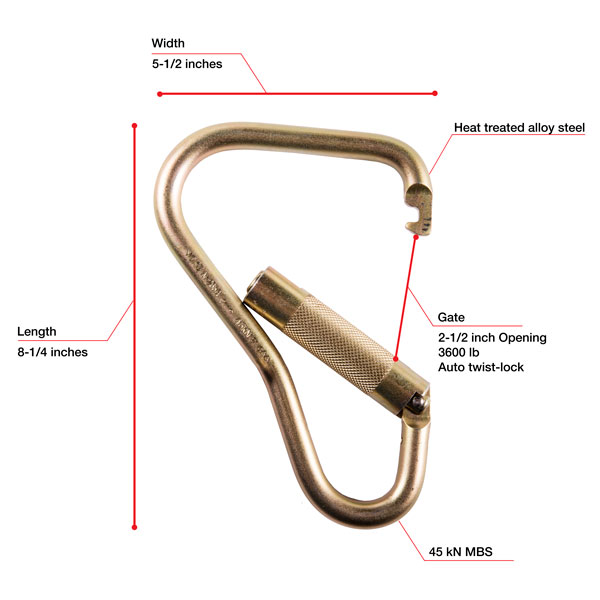 WestFall Pro 7430 8-1/4 x 5-1/2 Inch Steel Carabiner from Columbia Safety
