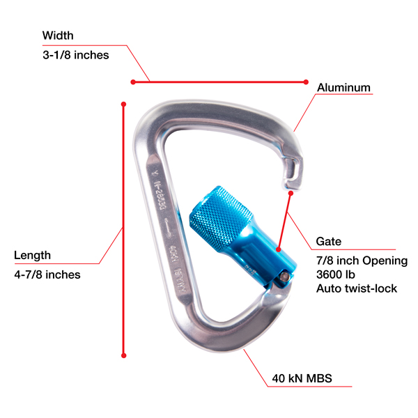 WestFall Pro 7436 4-7/8 x 3-1/8 Inch Aluminum Carabiner from Columbia Safety