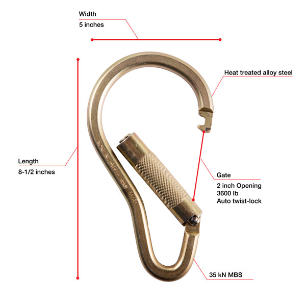 WestFall Pro 7440 8-1/2 x 5 Inch Steel Carabiner from Columbia Safety