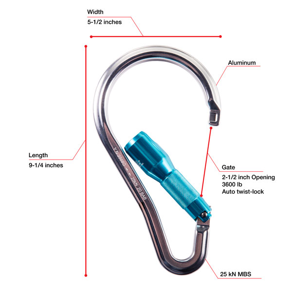 WestFall Pro 7460 9-1/4 X 5-1/2 Inch Aluminum Carabiner from Columbia Safety
