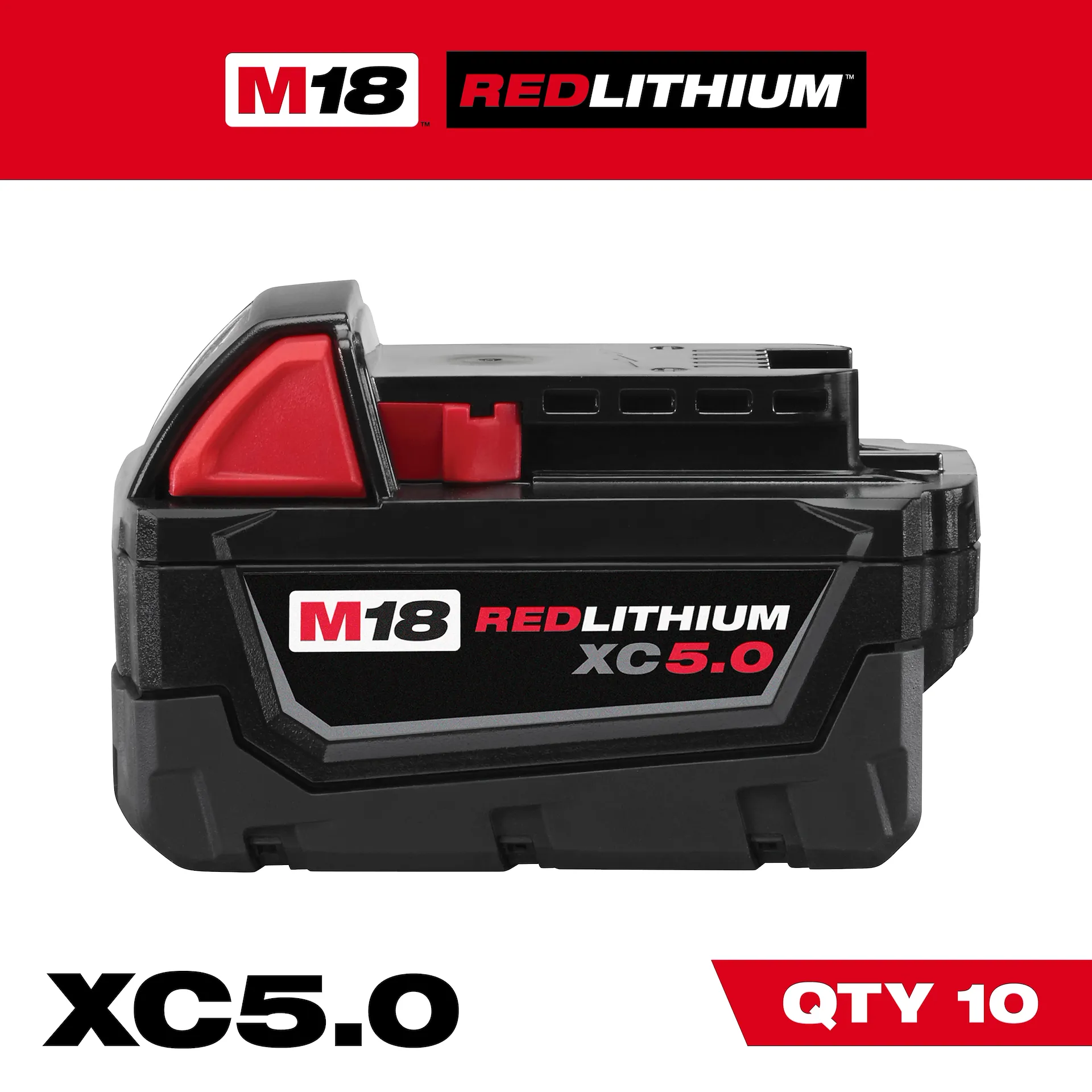 Milwaukee Tools M18 REDLITHIUM XC5.0 Extended Capacity Battery 10-Pack