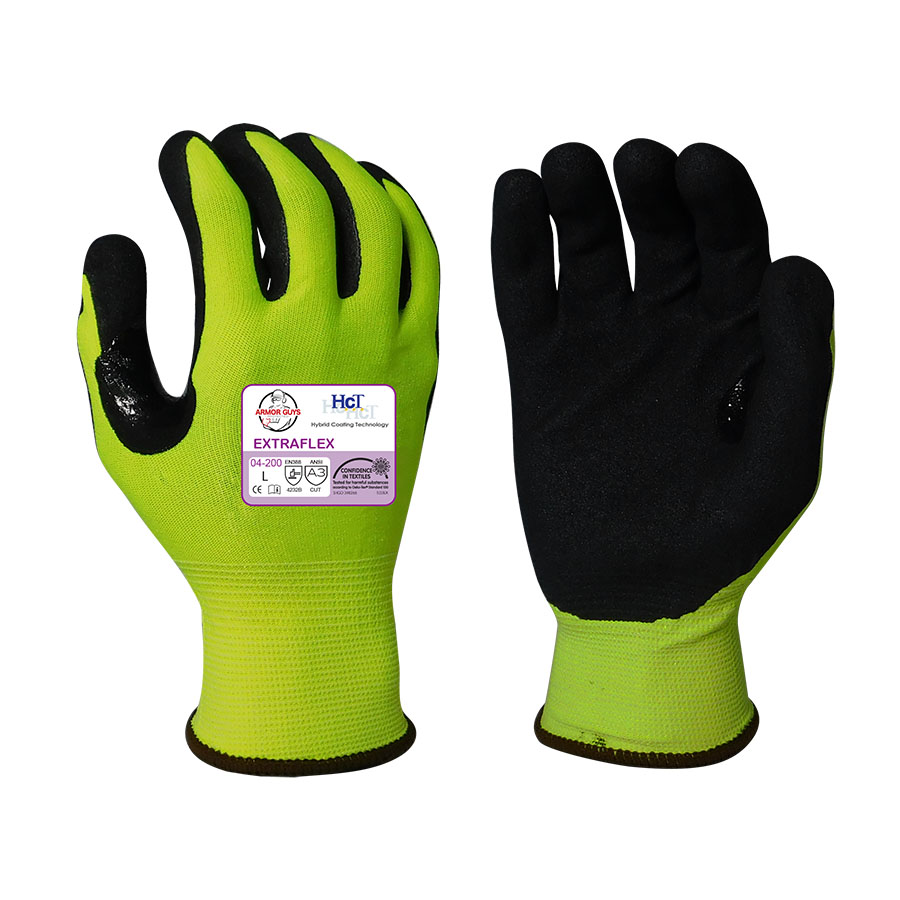 Armor Guys Extraflex Cut Level 3 Hi-Viz Yellow Nitrile Coated Gloves from GME Supply