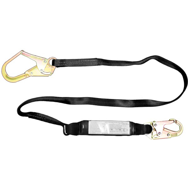 French Creek STRATOS Six Foot Shock Absorbing Web Lanyard with Snap Hook and 2.5 Inch Locking Rebar Hook from GME Supply