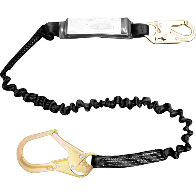 French Creek STRATOS Six Foot Single Leg Lanyard with Snap Hook and 2.5 Inch Locking Rebar Hook from GME Supply