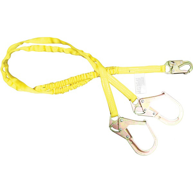 French Creek Dual Leg Six Foot 1-3/16 Inch Web Lanyard with Snap Hook and 2.5 Inch Steel Hook from GME Supply