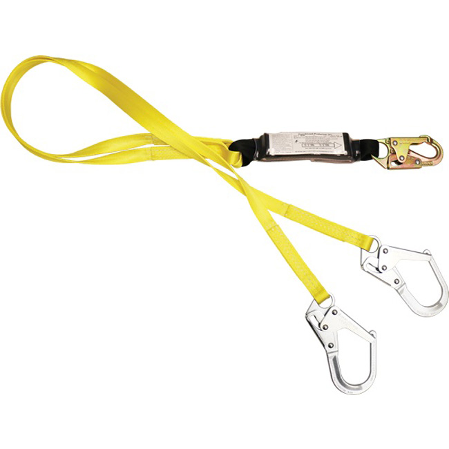 French Creek Dual Leg Six Foot 1 Inch Web Lanyard with Snap and 1.75 Inch Steel Rebar Hooks from GME Supply