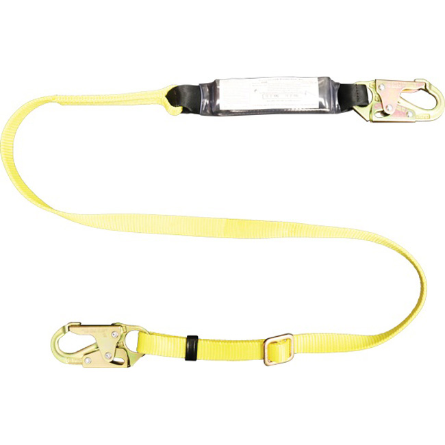 French Creek 1 Inch Web Shock Absorbing Pack Six Foot Adjustable Lanyard with Snap Hook from GME Supply