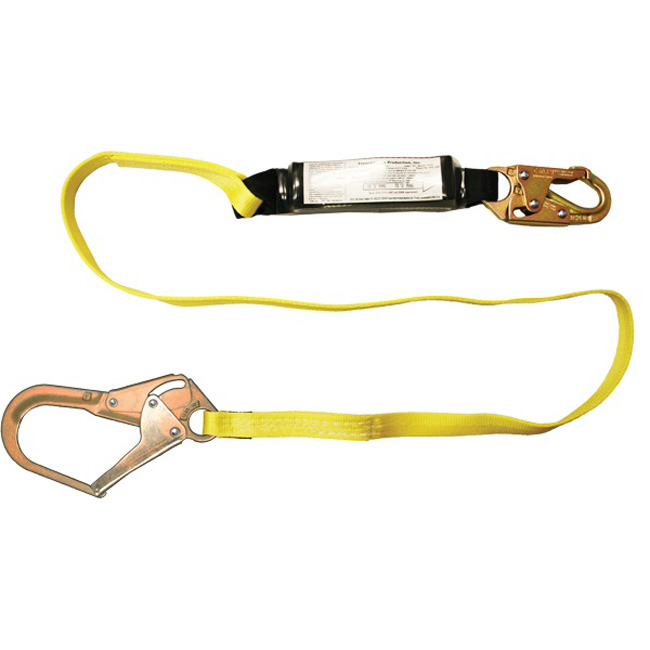 French Creek Six Foot Shock Absorbing 1 Inch Web Lanyard with Large Rebar Hook Ends from GME Supply