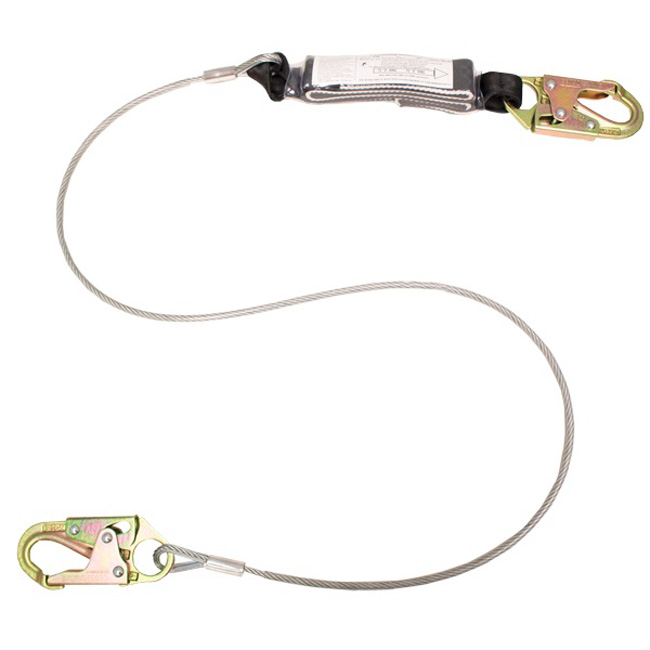 French Creek Wire Rope Six Foot Shock Absorbing Lanyard with Snap Hooks from GME Supply