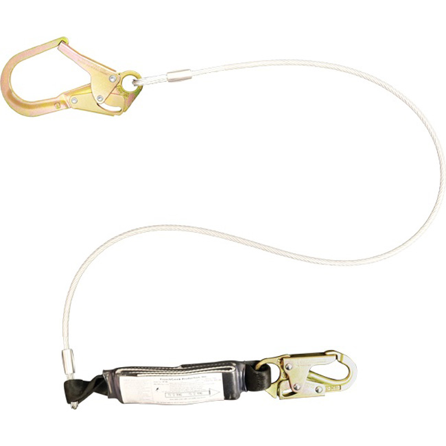 French Creek Six Foot Shock Absorbing Web Lanyard with Snap Hooks and 2.5 Inch Steel Rebar Hook from GME Supply