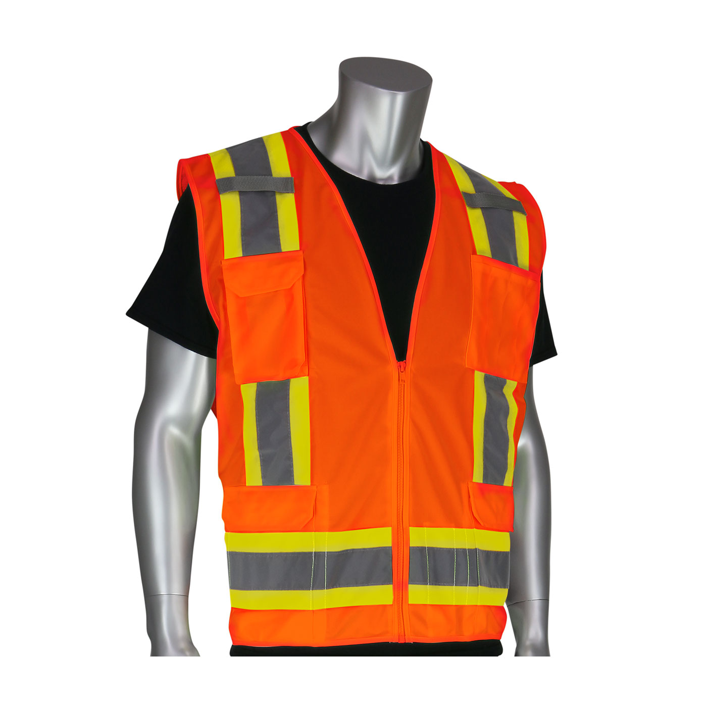PIP ANSI Class 2 Two Tone 6 Pocket Yellow Surveyors Vest from GME Supply